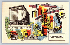 Postcard Hotel Statler Cleveland Ohio Linen Posted 1954 picture