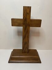 Vintage Standing Crucifix Solid Wood Elegant Christian Religious Gift 14” Tall picture