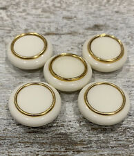 6 Round Cream Ivory Gold Resin Vintage Shank Button Set 3/4”+  #185 picture