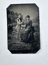 Tintype Photo Women In Front Of Fancy Nature Background picture