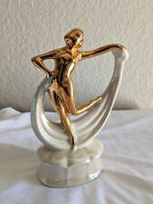MCM Art Deco Porcelain Women Scarf Dancer Figurine Lusterware Fleetwood China 8