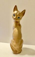 Vintage Ceramic Hand Painted Long Neck Siamese Cat Figurine Ornament Tall 13” picture