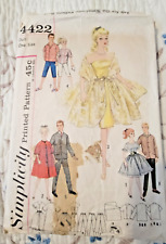 Vtg Simplicity Sewing Pattern 4422 Doll Clothes Lot Fits Barbie & Ken 1962 picture