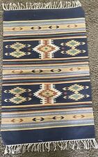 Zapotec Themed Handwoven Rug With Fringe, 40” x 23” Inches, Southwest Or Boho picture