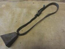 Vintage Metal Cow Bell on a Leather Strap Primitive Antique Old Iron Farm 10520 picture