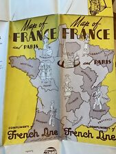 Antique c. 1930s French Line Trans-Atlantic Cruise Ship Tourist Map of France picture