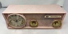 1957 Pink Motorola Tube-Type AM Clock/Radio; works See Video-Thick Urea Case picture