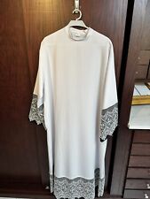 Alb with lace And Black Linen Catholic Vestment picture