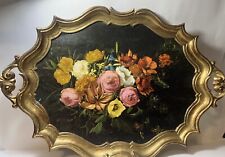Vintage 1940’s Italian Ornate Tray Florentine Gold Gilt Detailing picture