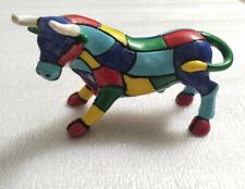 Mosaic Bull Resin Figurine Shelf Sitter Colorful  picture