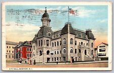 Postcard City Hall Newport Rhode Island Street View American Flag Government VNG picture