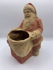 RARE Antique Paper Mache Santa Claus Chimney Christmas Candy Container picture