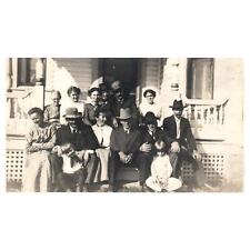 Family Group Photo on Front Porch c1910 - Original Postcard RPPC TJ8-4 picture