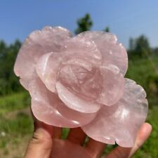 650g Natural rose quartz flower Quartz Crystal hand carved Reiki healing WK88 picture