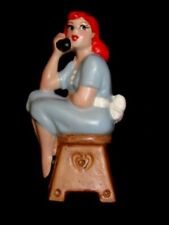 RARE PINUP WALL PLAQUE Chalkware Girl on Phone g/w vintage & retro decor picture