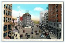 c1930's Looking North From Fourth And West Lake Avenues Cars Seattle WA Postcard picture
