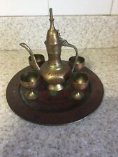 Vintage Decorative Brass Tea Set And Tray- Miniature picture