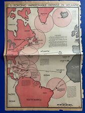 WW2 WWII 8-24-1940 Newspaper 1-PAGE COLOR MAP OF DEFENSE IN ATLANTIC OCEAN picture