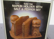 VTG KMART SOLID OAK NAPKIN / SALT/ PEPPER HOLDER-* picture