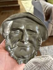 VTG Cast Pewter Colonial Casting Co Old Sailor Face 3D Mold Decor, Trinket Dish picture