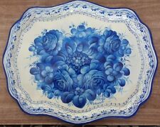 Russian tray Zhostovo hand painted metal dish picture