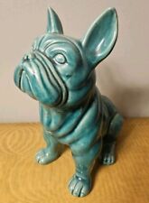 Adorable French Bulldog Statue Figurine Turquoise Blue MCM picture