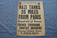1940 JUNE 10 DAILY MIRROR NEWSPAPER - NAZI TANKS 35 MILES FROM PARIS - NP 8670 picture