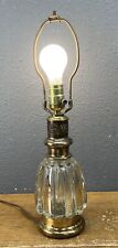 Vintage Heavyweight Mid Century Modern Glass Brass 12” Table Lamp No Shade picture