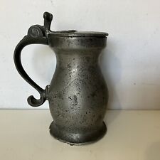 Miniature Antique Pewter Tankard Cup Mug with Lid Vintage picture
