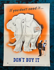 WWII WW2 Original War Poster If You Don't Need It Don't Buy It Home Front Save picture