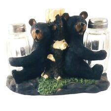 Black Bear Cubs Salt and Pepper Set Vintage Southwest Rustic Wildlife Decor picture
