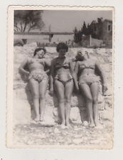 Three Pretty Attractive Young Women Beach Bikini Swimsuit Females Snapshot Photo picture