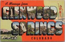 c1941 GLENWOOD SPRINGS Colorado Large Letter Postcard / Sanborn Linen / Unused picture
