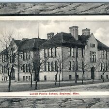 c1910s Brainerd, Minn Lowell Public School Building Lith Photo Bloom Border A153 picture