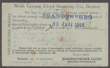 North German Lloyd S S Brandenburg postcard about $$ for arriving passenger 1913 picture