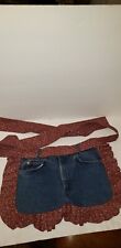 VINTAGE LEVI STRAUSS DENIM JEAN UPCYCLED RUFFLED CALICO HANDMADE APRON POCKETS picture