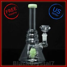 8 in Premium Thick Green Beaker Hookah Bubbler Tobacco Smoking Glass Water Pipes picture