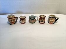 Lot of 5 Vintage Mini 2-2 1/2” Toby Mugs w Faces Original Flaws Display Planters picture
