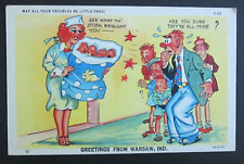 Comic Greeting from Warsaw IN Unposted Linen Postcard picture