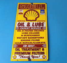 Vintage Shell Gasoline Service Station Sign - Oil & Lube Gas Pump Porcelain Sign picture