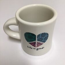Life Is Good Coffee Mug Heart Peace Sign Do What You Like White Diner Style NEW picture