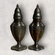 Vintage Poole Silver Co. 553 Plated Salt & Pepper Shaker Set Gothic Aged Patina picture