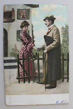 Weltpostverein postcard posted Doylestown PA 1907 Fancy Man & Woman at the Gate picture