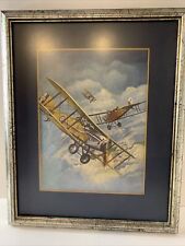 Vintage Dufex Foil Print From England WWI Arial Dogfight Collectible Framed picture