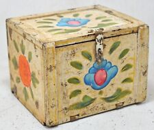 Vintage Wooden Fine Drawers Jewellery Box Original Hand Crafted Floral Painted picture