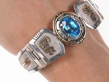 Charles Johnson Navajo Sterling Gold Filled Blue topaz bracelet picture