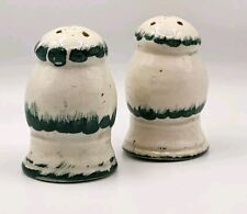 Vintage Green Accent Hand Painted Pot/Jar Salt and Pepper Shakers Ceramic Italy picture