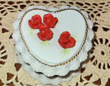 Vintage 1987 Lefton China Red Rose Heart Jewelry Trinket Box TWM 06135 Signed picture