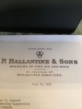 P. Ballantine & Sons Letterhead Established 1840 Correspondence 1956 to Falstaff picture
