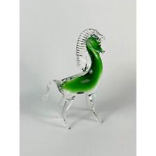 Vintage Murano? Art Glass Clear Green Horse Figurine = See Description picture